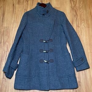 Banana Republic Coat Women’s Medium Gray Wool Blend Jacket Toggle Closure